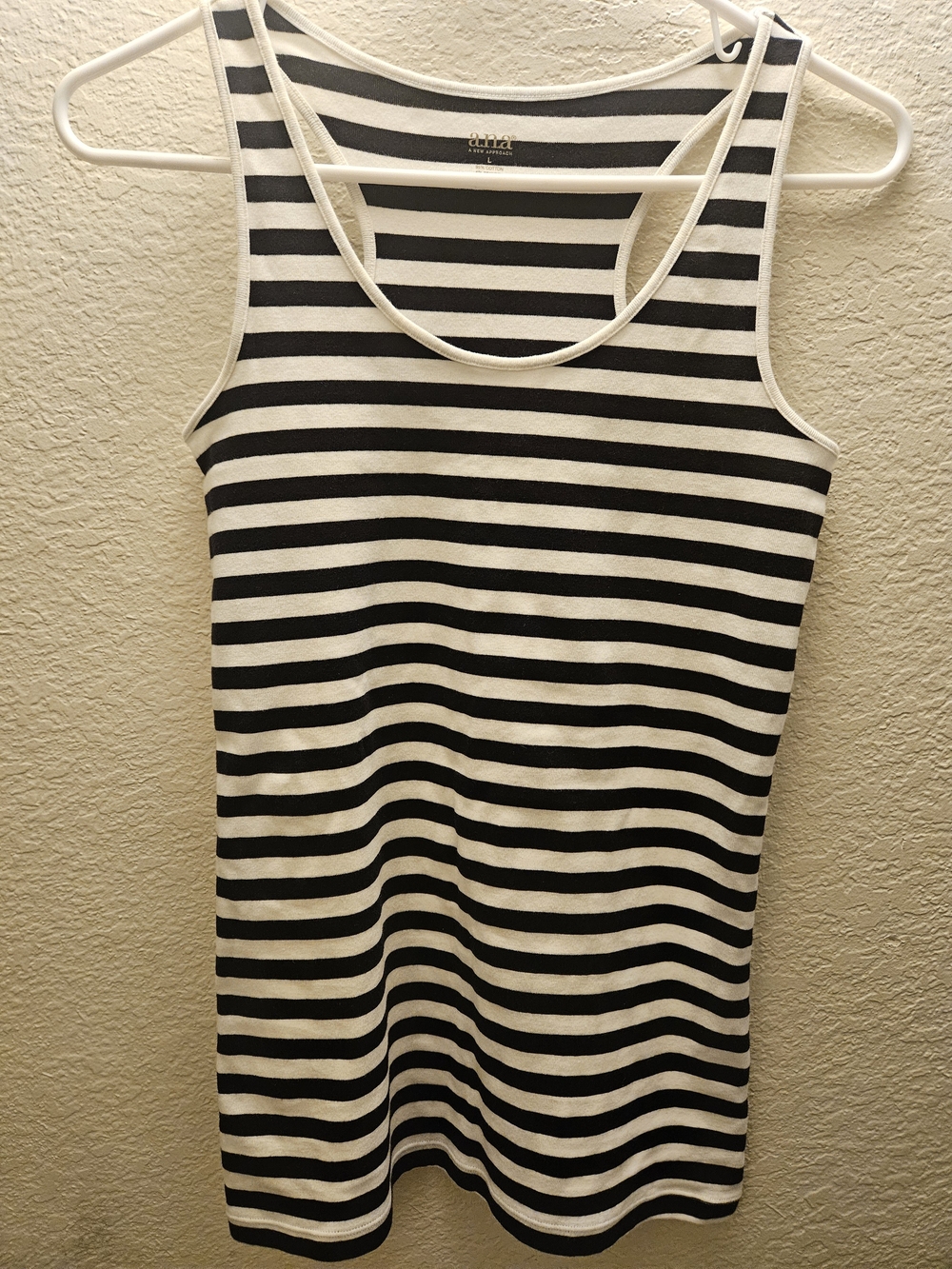 a.n.a Black and White Striped Tank Top